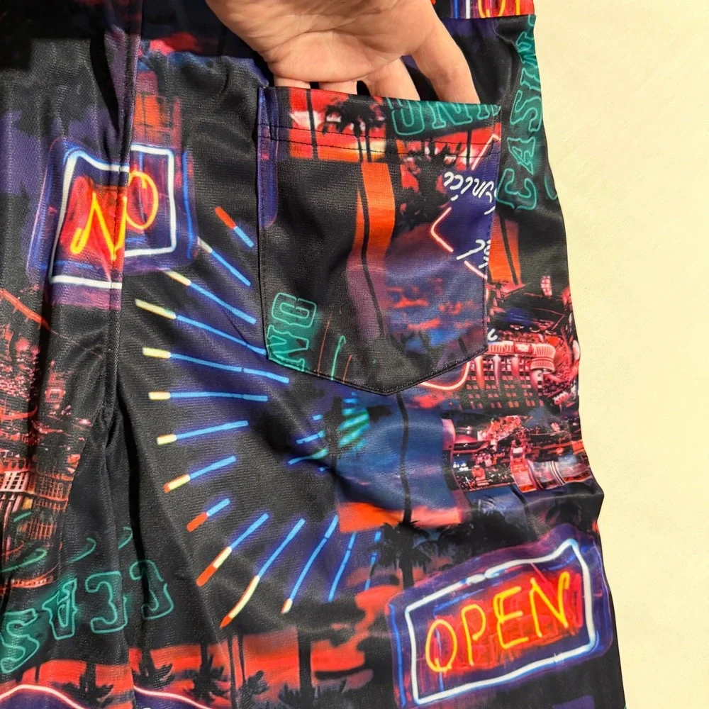 Men’s Size M Vibrant Neon Print‎ Board Shorts By Fresh Prints of Bel Air NEW